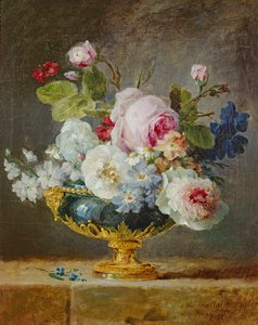 Flores en un jarrón azul, 1782